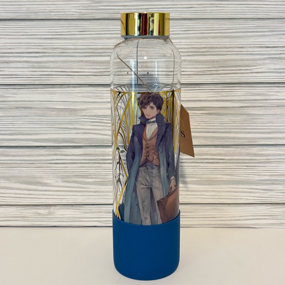Fantastic Beasts x Yume Newt Scamander Glass Water Bottle - Wizarding World NWT